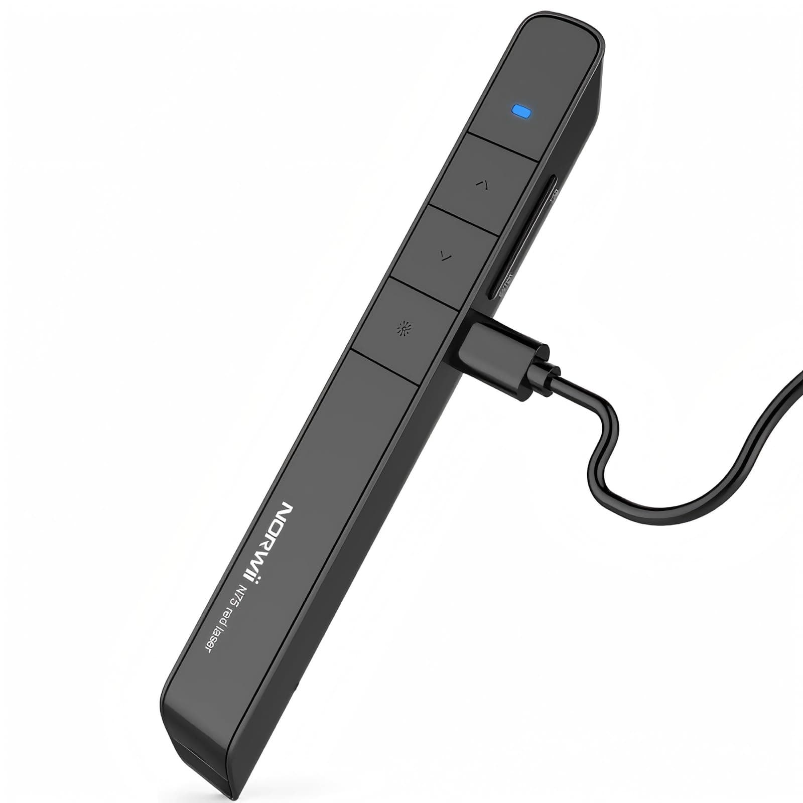 Norwii N75 Rechargeable Presentation Clicker with Green Light Pointer for presentations, PowerPoint Clicker for Presentation Remote, Long Range Wireless Presenter (Green Light)