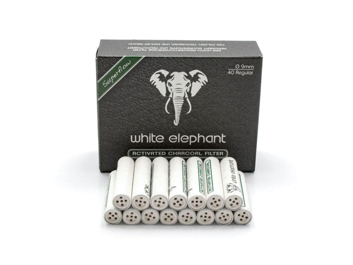 White Elephant activated carbon pipe filters, 6 mm, pack of 45 pcs