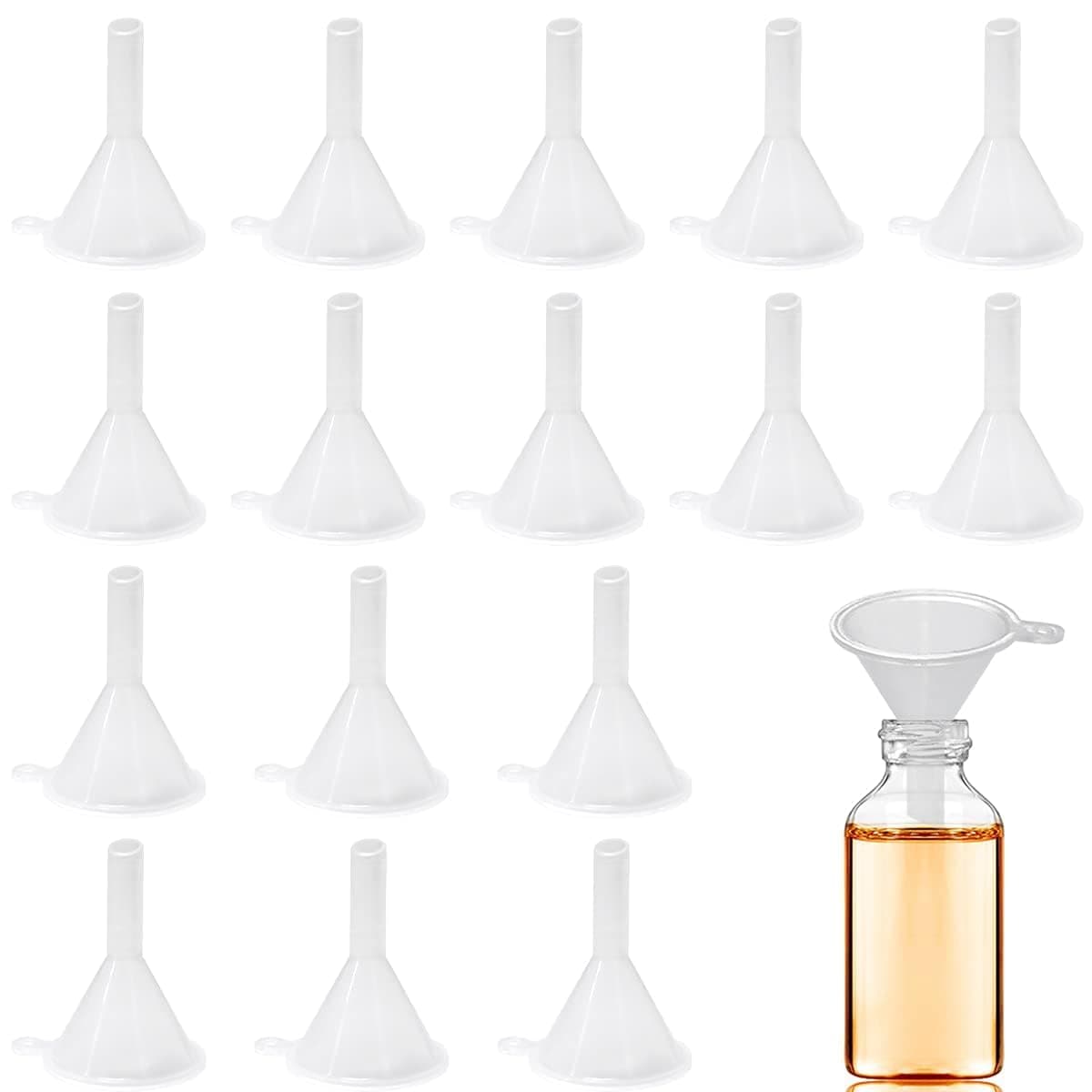 Goodern 20 Pcs Mini Funnels, Clear Plastic Funnels for Lab Bottles, Essential Oils, Perfumes, Spices, Sand Art, Powder, Kitchen Food Grade Plastic