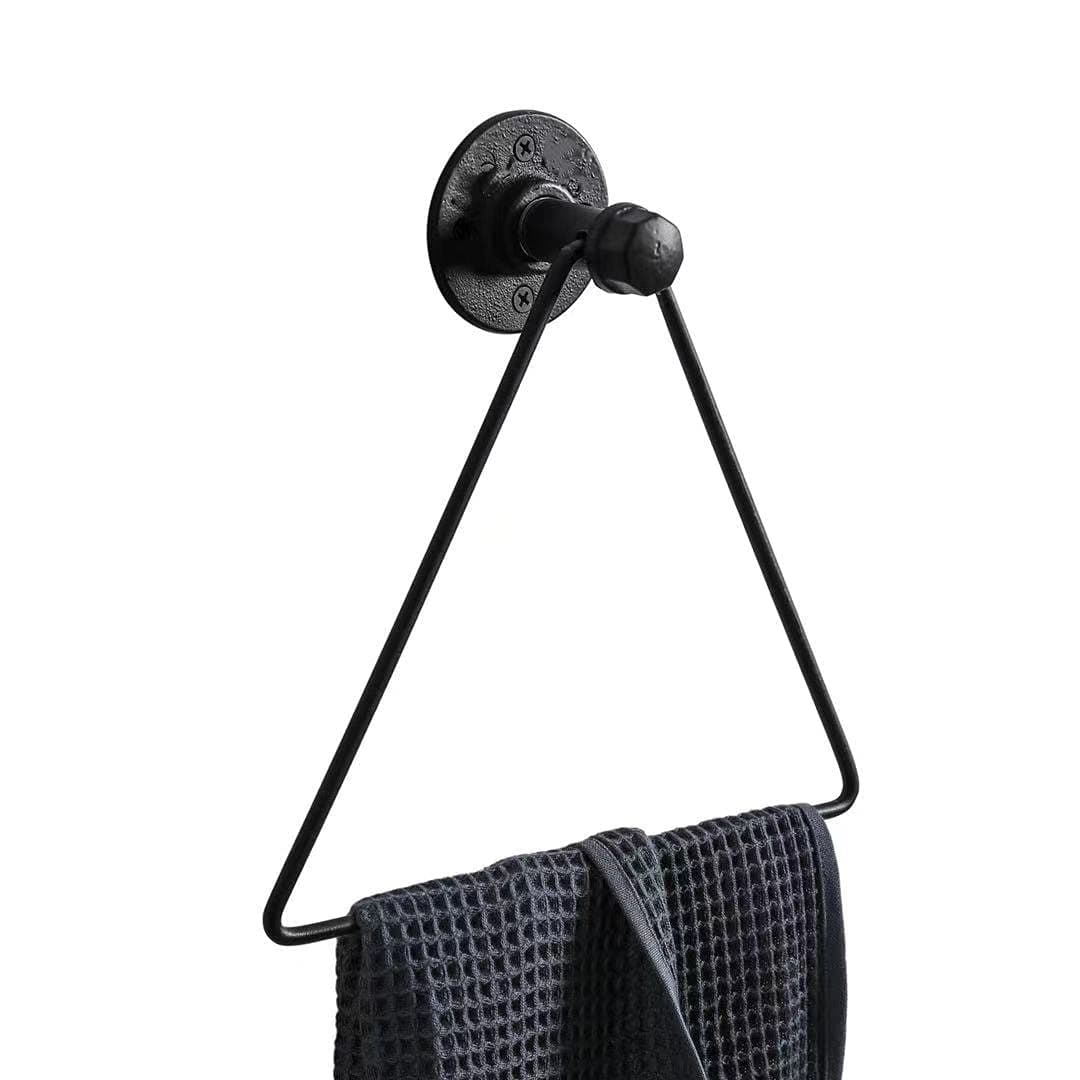 QL DESIGN Wall Mounted Triangle Metal Towel Holder for Kitchen and Bathroom, Black