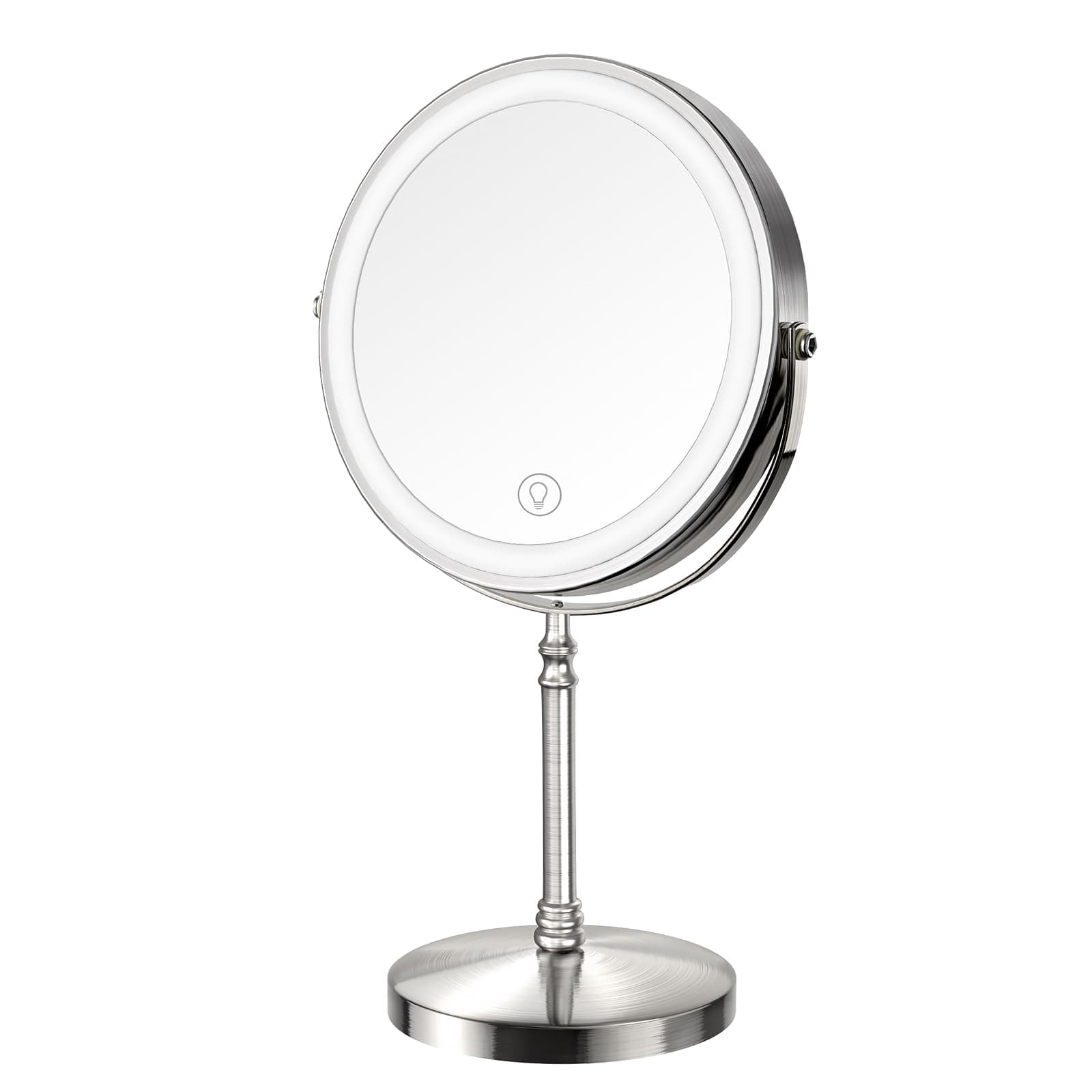 Lighted Makeup Mirror, 3000 mAh Rechargeable Double Sided Magnifying Vanity Mirror with 3 Colors, 1x/10x, 360° Rotation, Brightness Adjustable Magnification Cosmetic Light up Mirror, Women Gift