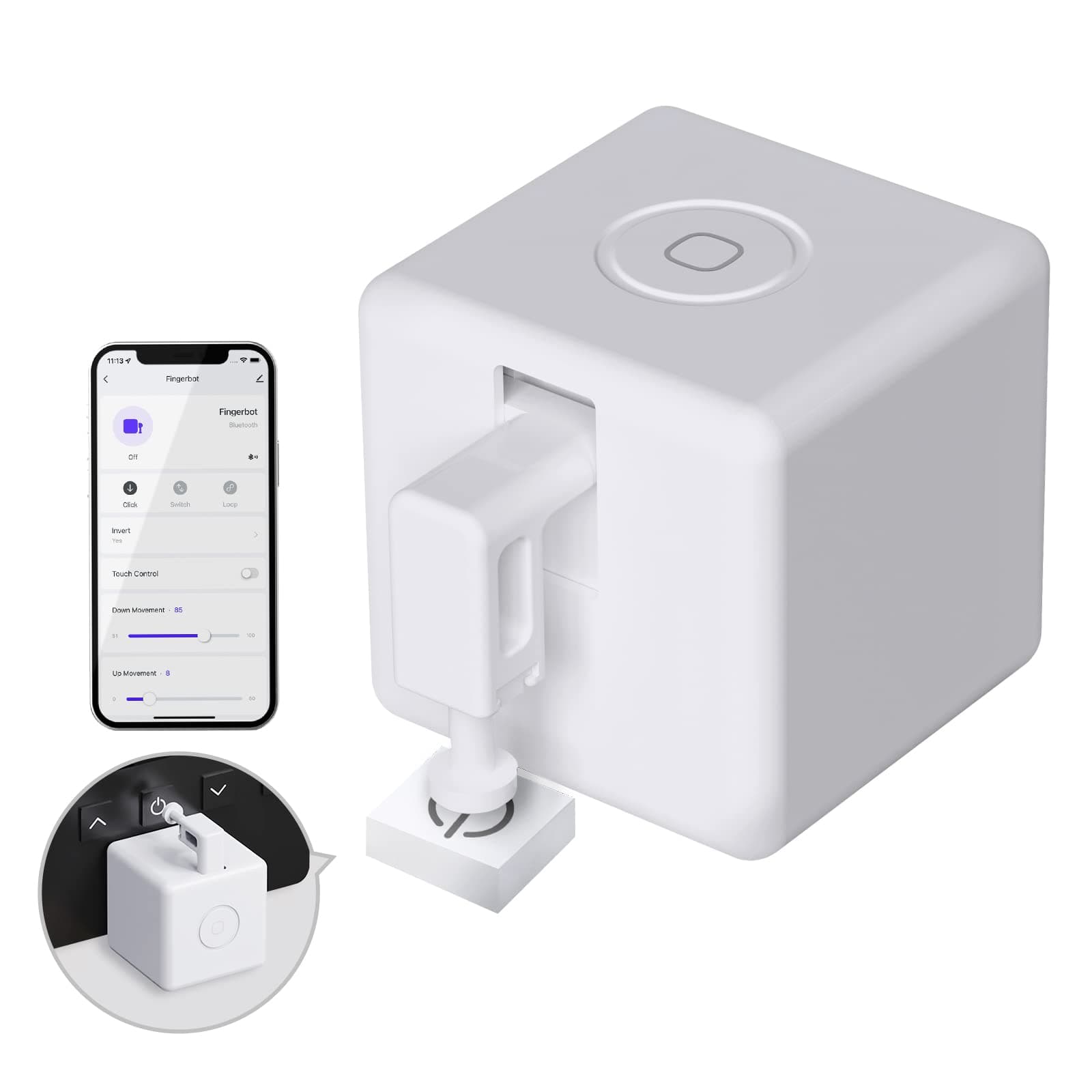 Fingerbot Plus Smart Button Pusher No Wiring Switch, Upgrade with Touch Control, Work with Smart Life App, Add MOES Tuya Bluetooth Hub Make it Compatible with Alexa,Google Home and Timer Control