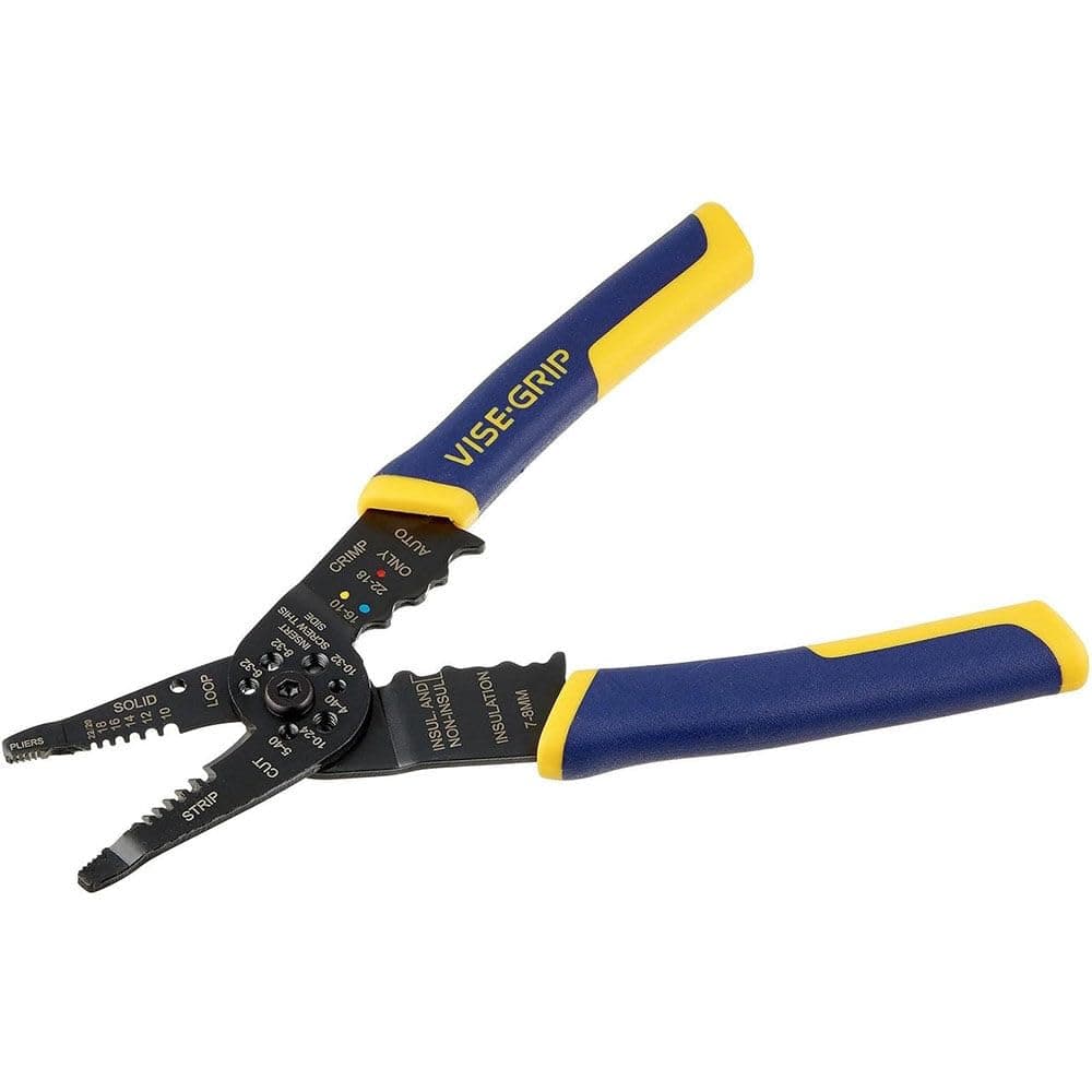 IRWIN VISE-GRIP Wire Stripper, 8 inch, Cuts 10-22 AWG, Plier Style Nose, ProTouch Grip for Maximum Comfort (2078309)