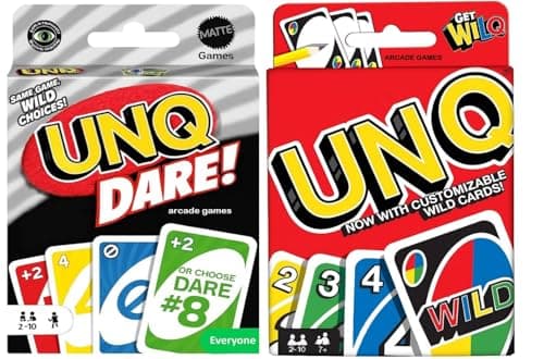 ARCADE GAMES Matte UNQ Classic & Dare | Combo Pack of 2 | Family Fun Card Games for Kids, Adults & Teens | Portable Travel Game | Fast-Paced Strategy, Action & Reversible Play | Perfect for Gifting