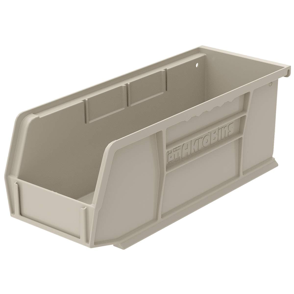 Akro-Mils 30224 Plastic Storage Stacking Hanging AkroBin 10-7/8 x 4-1/8 x 4, Stone - Case of 12