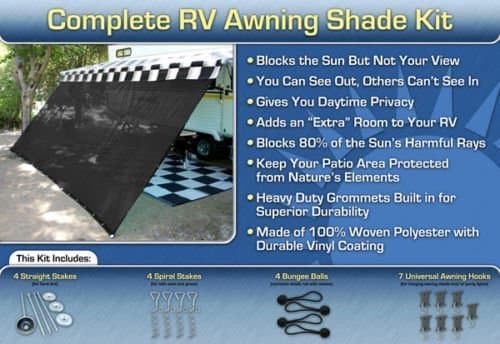 RV Awning Shade Complete Kit (Black) (8' x 16')