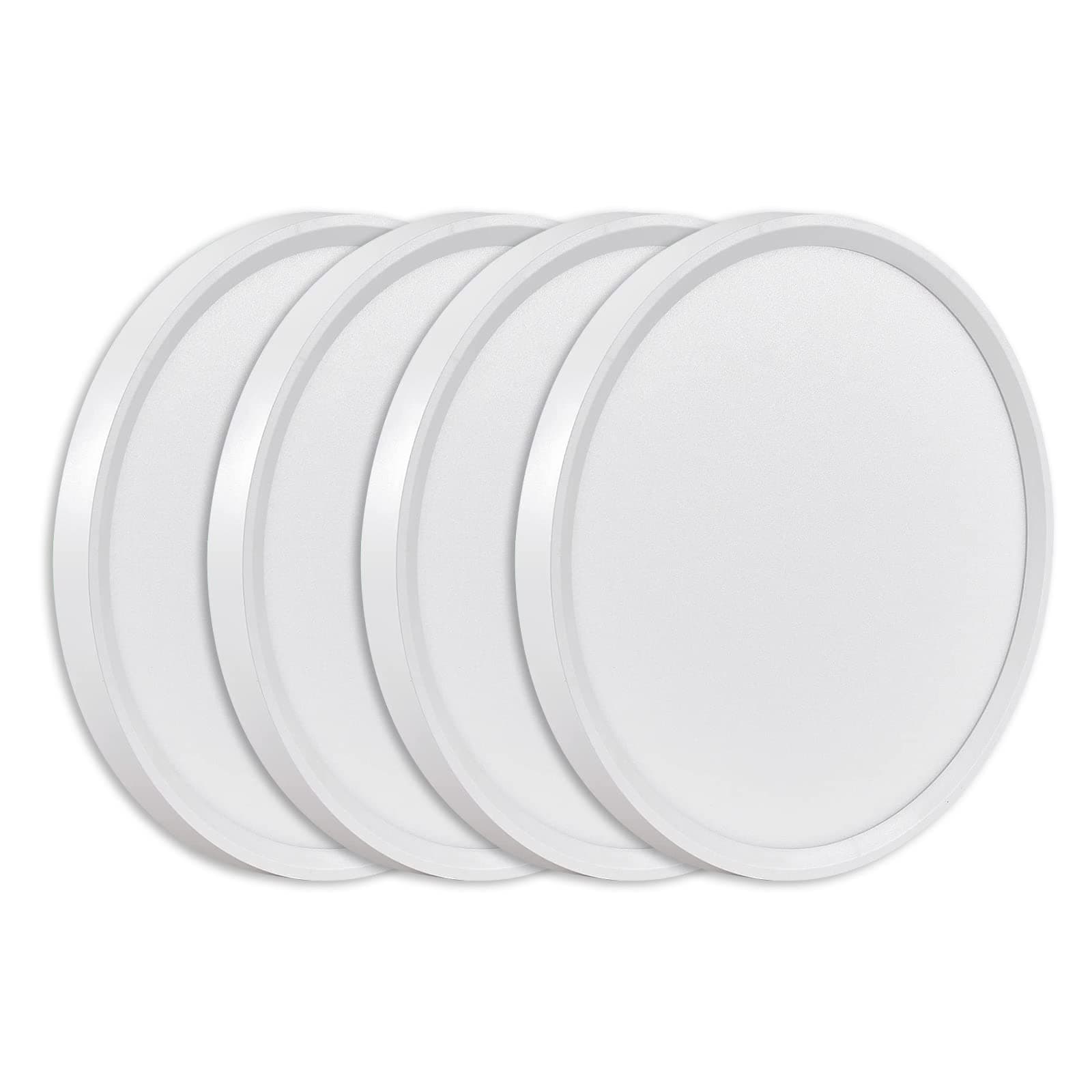 4PK 9 Inch LED Flush Mount Ceiling Light, 18W, 1860LM, 3000K/4000K/6000K CCT Selectable, Round Flat Panel Low Profile Ceiling Light Fitures for Hallway, Kitchen, Bedroom, Laundry Room