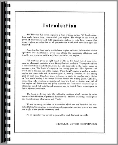 Hercules Engines ZXB-3 Engine Service Manual Plastic Comb