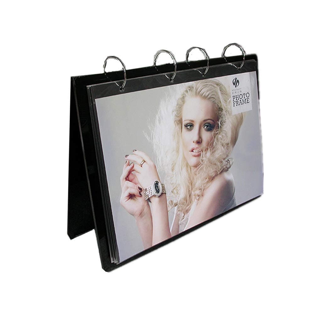 Horizontal Display 8x10" Flip Page Acrylic Sided Frames Desktop Display Holder V Shaped Double Sided Menu Stand, Ad or Photo Clip 13 Shows 26 Photos Desk Calendar Album("V"Black-8x10")