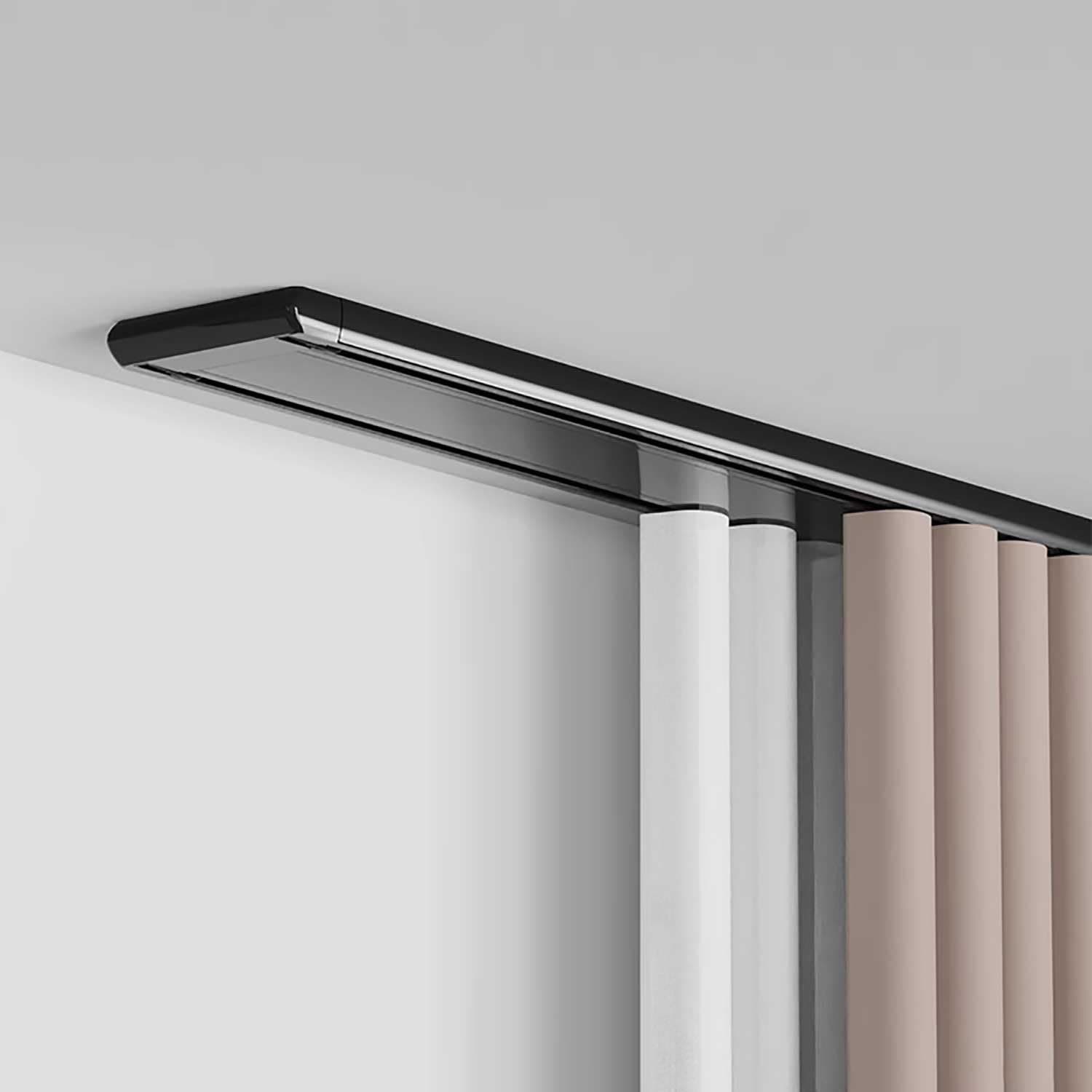 Double Row Curtain Track Silent Heavy Duty Drop Ceiling Curtain Track for Curtains-Room Divider for Living Room Bedroom Hospital Easy Install(Black,2.2m(7.2ft))