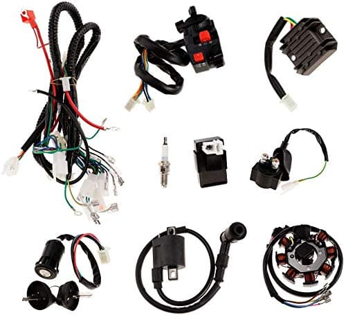 Complete Wiring Harness kit Wire Loom Electrics Stator Coil CDI for ATV Quad 4 Four Wheelers 150CC 200CC 250CC Go Kart Dirt Pit Bikes