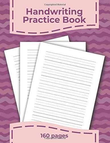 Handwriting Practice Book: 160 Pages - Purple Stripes