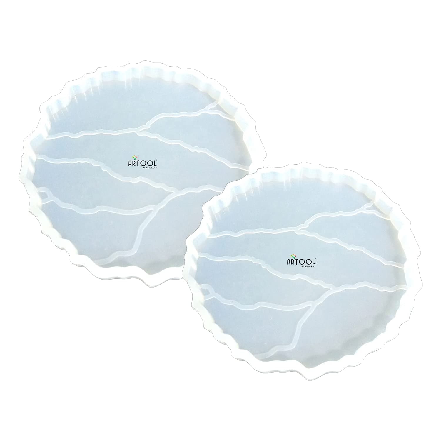 ARTOOL Cracked Surface Coaster Resin Art Mold Creative DIY Multipurpose Silicone Coaster Epoxy Resin Round Frame Mould 4 Inch Set of 1