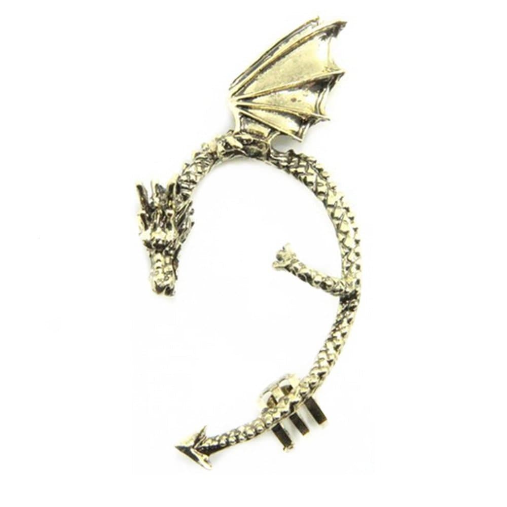 Gothic Earring Classic Dragon Ear Wrap Cuff Earring Punk Rock Left Ear (antique brass)