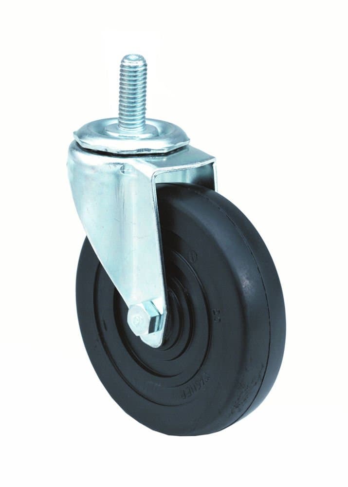 E.R. Wagner Stem Caster, Swivel, Polyolefin Wheel, Plain Bearing, 255 lbs Capacity, 4" Wheel Dia, 1-1/4" Wheel Width, 4-1/2" Mount Height, 3/8"-16 Stem Dia, 1" Stem Height
