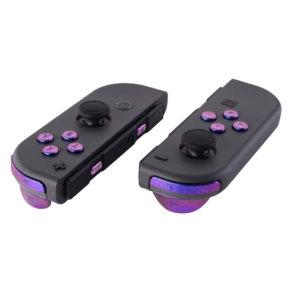 eXtremeRate DIY Full Set Buttons for Nintendo Switch & Switch OLED, Replacement Buttons for JoyCon, ABXY Direction Keys SR SL L R ZR ZL + - Home Capture Trigger Buttons Springs - Chameleon Purple Blue