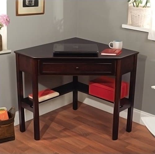 Espresso Student Home Office Computer Laptop Corner Writing Desk