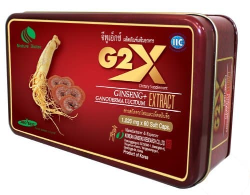 G2X Dietary Supplement Ginseng and Ganoderma Lucidum Extract 1020 mg * 60 Soft Capsules Plus Vitamin B1 B2 B6 and Minerals Made in Korea