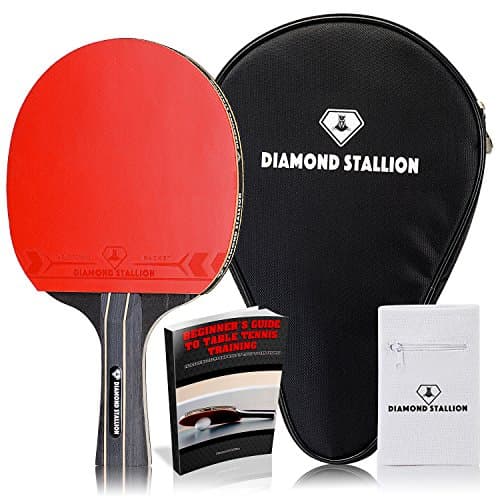 Diamond Stallion High Tech Ping Pong Paddle - Premium All Round Table Tennis Racket - Pro Level Ergonomic Table Bat To Enhance Your Table Tennis Skills - BONUS: Racket Case + Zipper Wristband + E-BOOK