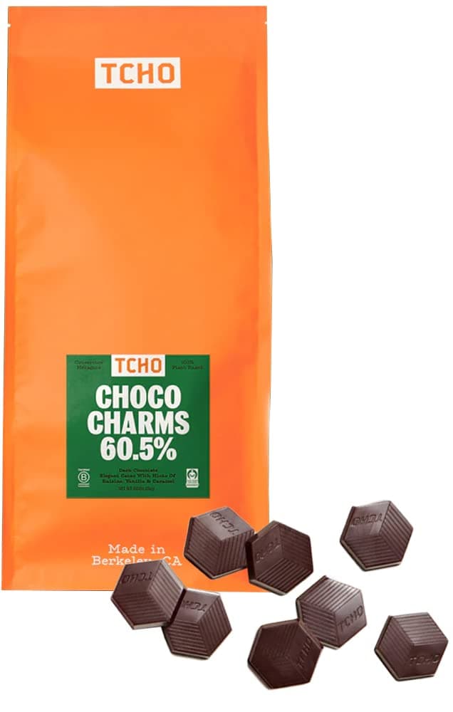 TCHO Choco Charms 60.5% Dark Chocolate Baking Couvertures (6.6lb Bag) | Organic & Fair Trade Certified | Non GMO, Non-Dairy, Vegan, Soy Free