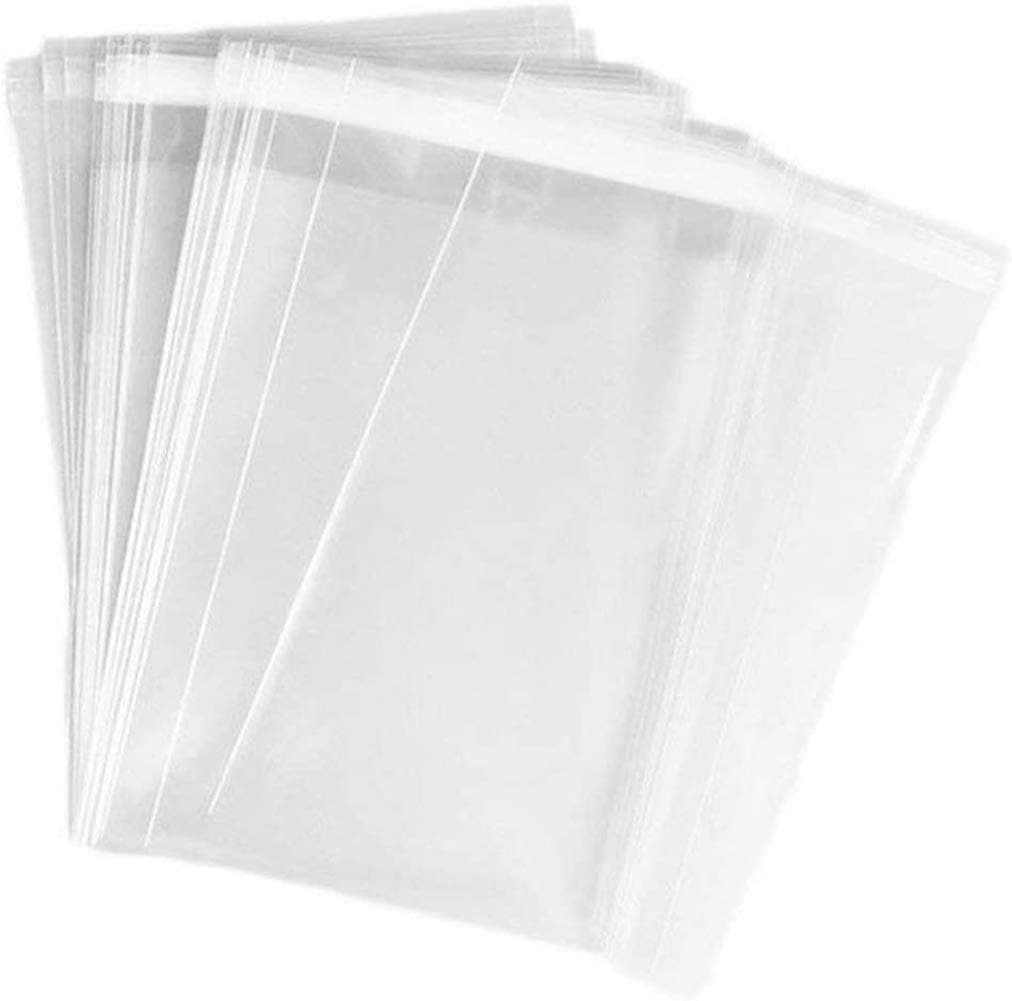 100 Pieces 13.5 X 17.5 inches Clear Flat Cello/Cellophane Automatic Sealing Treat Bags OPP Plastic Packaging Bags with Adhesive Closure Good for Clothing Factory Daily Use and Artwork Packing