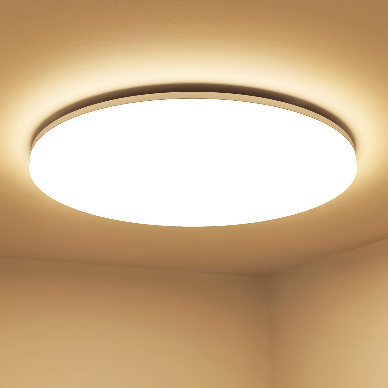 11 inch 24 watt Flush Mount LED Ceiling Light 2400 Lumen 200 watt Equivalent, Waterproof, 3000 Kelvin Soft Warm White Bright Ceiling Fixture for Bedroom, Bathroom, Kitchen,Laundry, Living Room