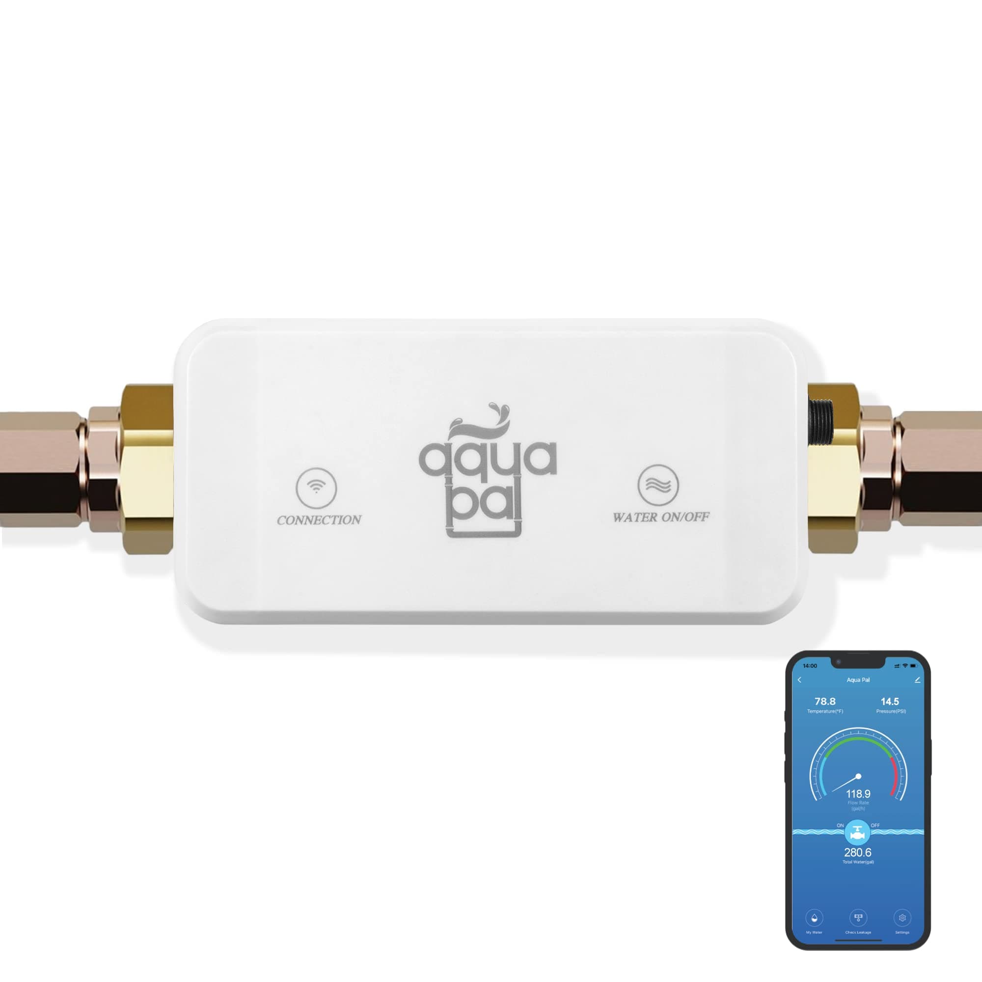 Wasserstein Aqua Pal Smart Leak Detector - Smart Water Sensor, Smart Water Monitor, Automatic Shutoff Sensor and Wi-Fi Water Leak Detector to Protect Your Home from Leaks (White, 1 Pack)