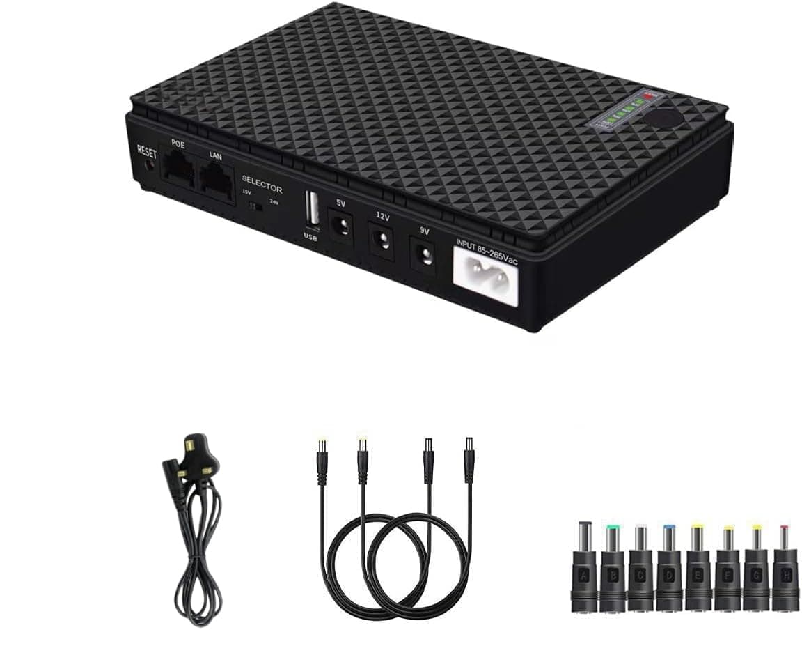 Mini UPS Battery Backup for Routers, INVERCRIGIL Mini UPS Built-in 10400mAh Rechargeable Surge Protector with POE,Output USB 5V/2A DC 5V/9V/12V 2A for Modem,Security Camera, Smartphones (DC1036)