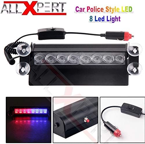 Allxpert Car 8 Led Emergency Dash Strobe Flash Warning Light For All Cars (12V)