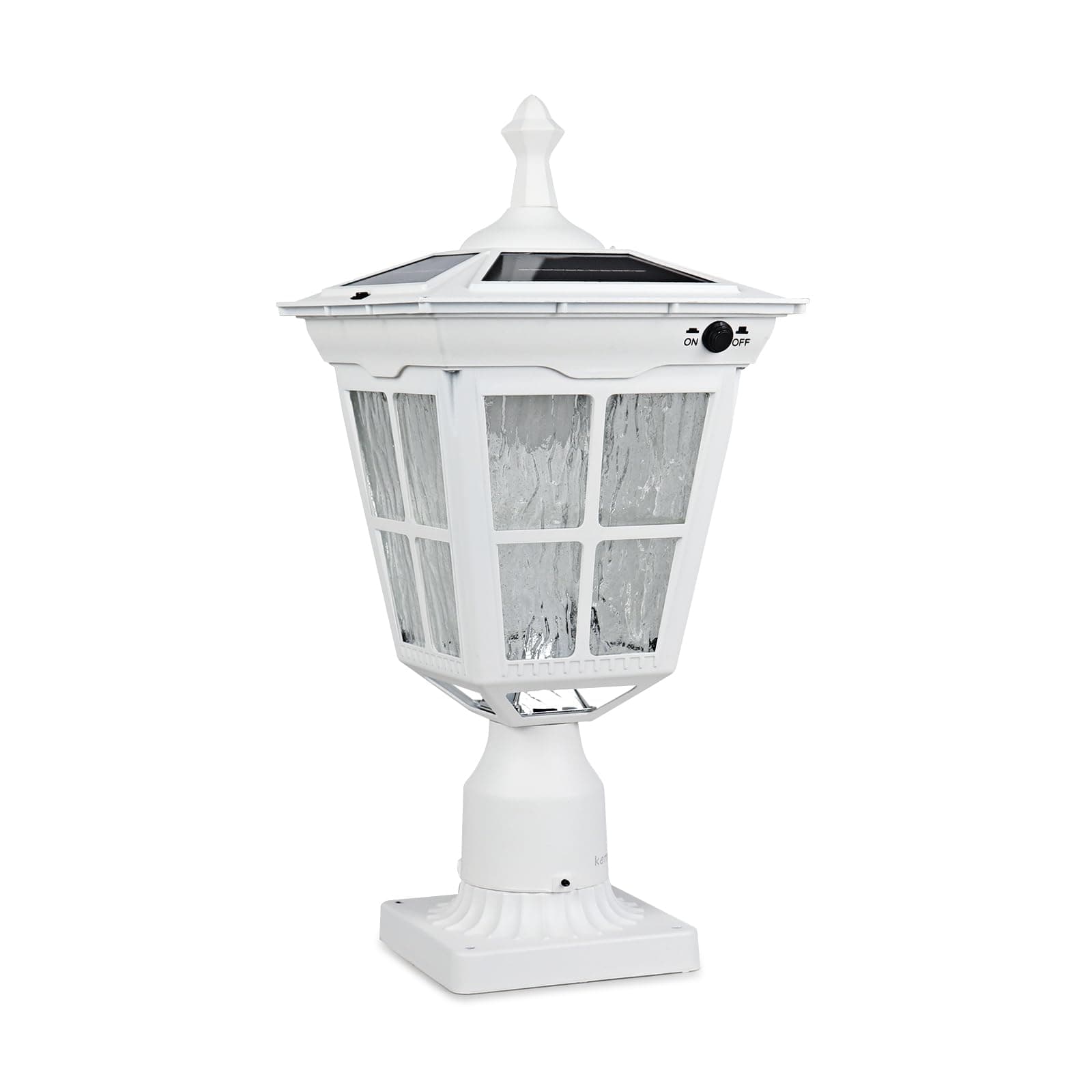 Kemeco ST4311AQ-W Solar Post Light Outdoor, Dusk to Dawn Bright Classic Post Lamps for Patio Yard Gates Deck Pathway Garden Pole Mount (White, Lamp)