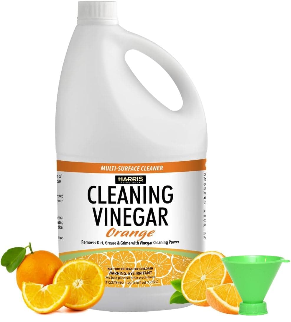 Harris Multi-Purpose Vinegar Household Surface Cleaner, Orange Scent, 128oz, Easy Pour Funnel Included