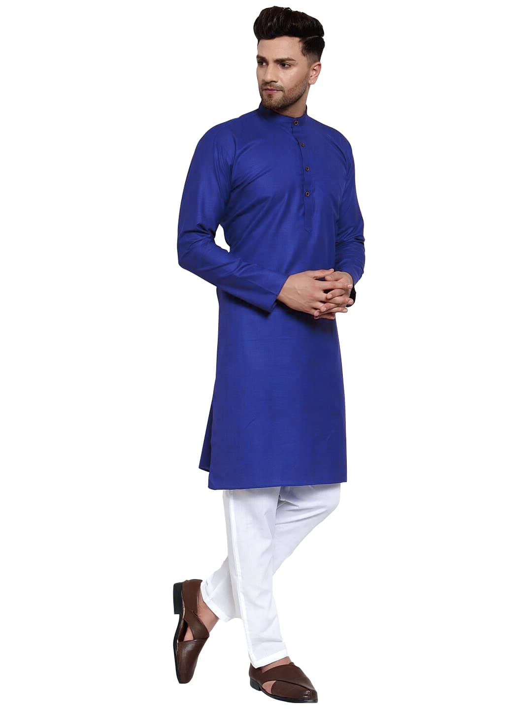 Enmozz® Multi Colored Cotton Plain Men's Ethnic Kurta Only