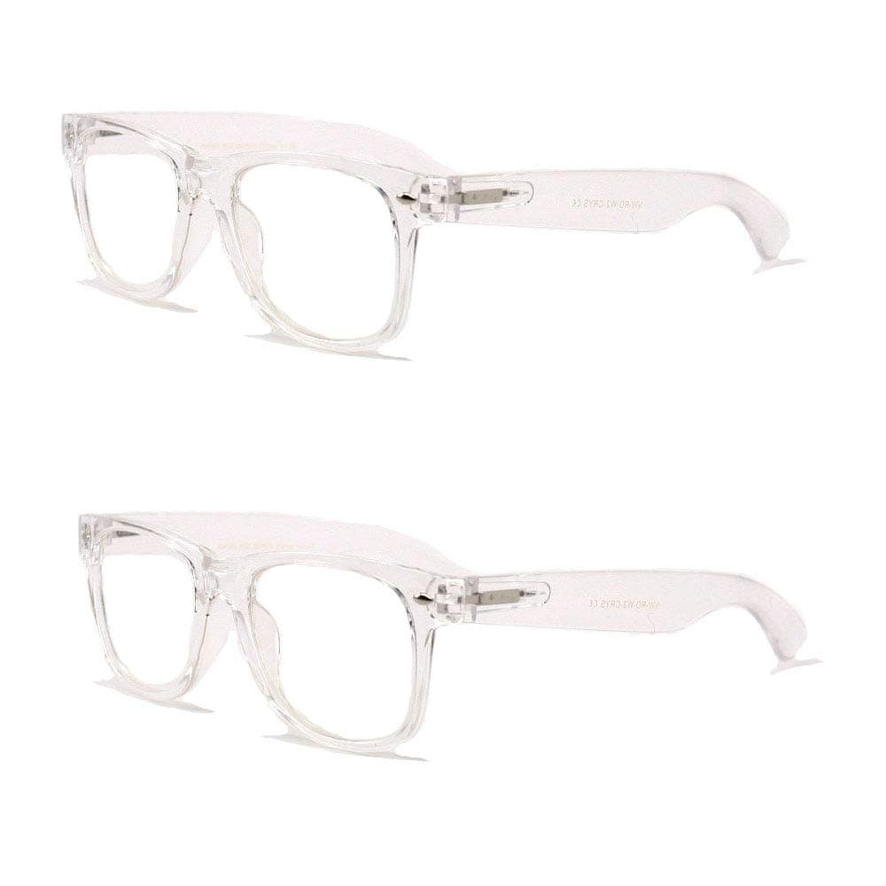 V.W.E. 2 Pairs Transparent Neon Color Deluxe Reading Glasses - Comfortable Stylish Simple Readers Magnification