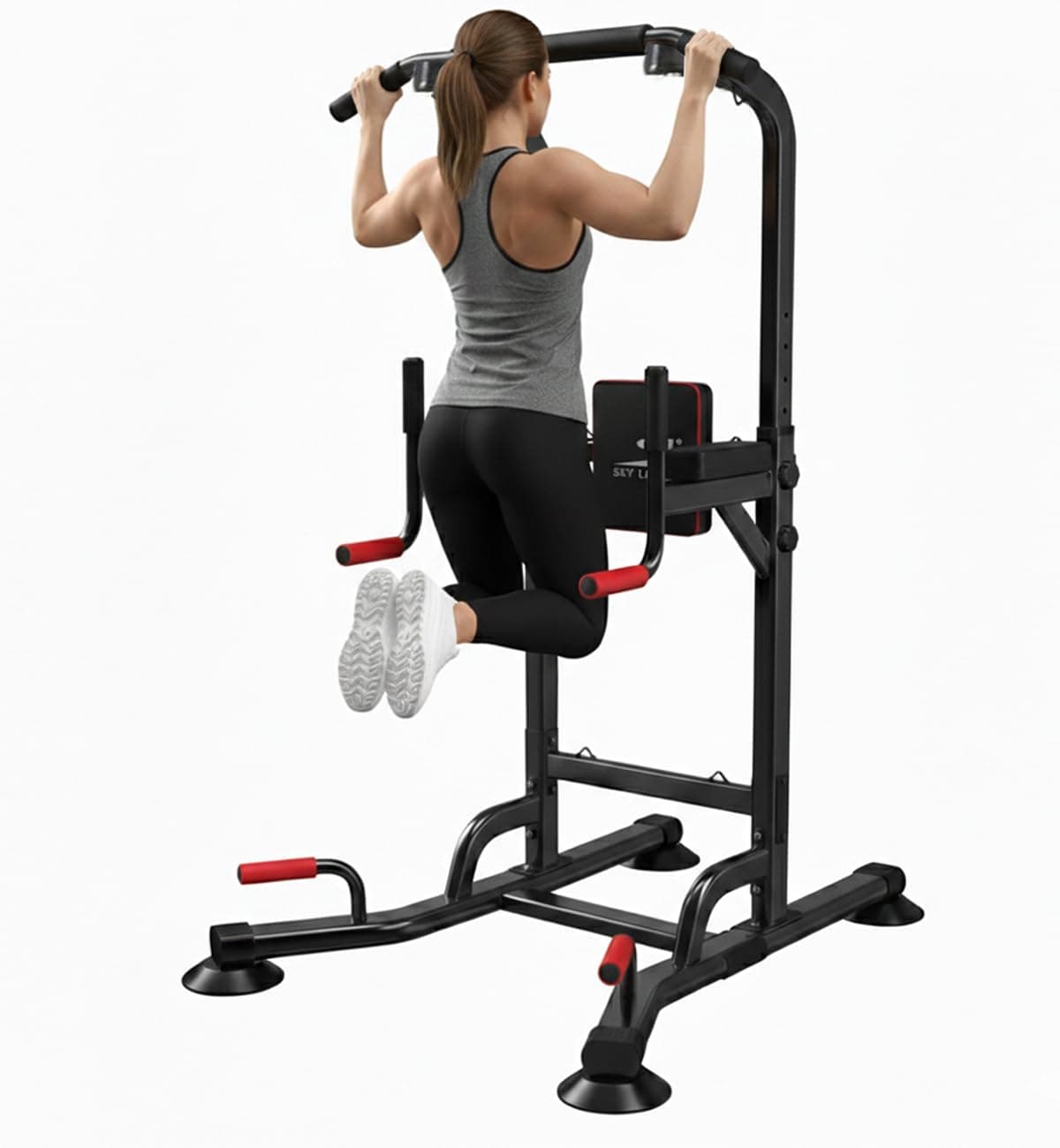 SKY LAND Pro Power Tower & Adjustable Sit-Up Bench Bundle – Heavy-Duty Steel, Multi-Function Home Gym Station for Dips, Pull-Ups, Push-Ups, Adjustable Angles Workout Bench