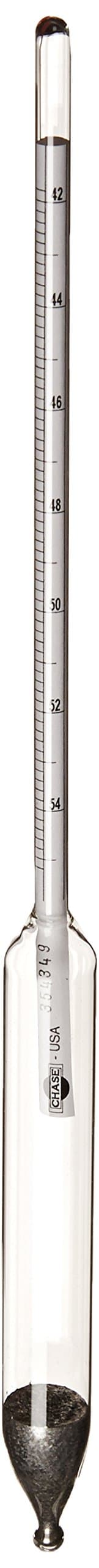 Chase Instruments 31494 Dual Scale Baume Heavy Specific Gravity Hydrometer, 1.400-1.620 Graduation Range, 42 to 55 Range, 0.005mm Interval, 152mm Length