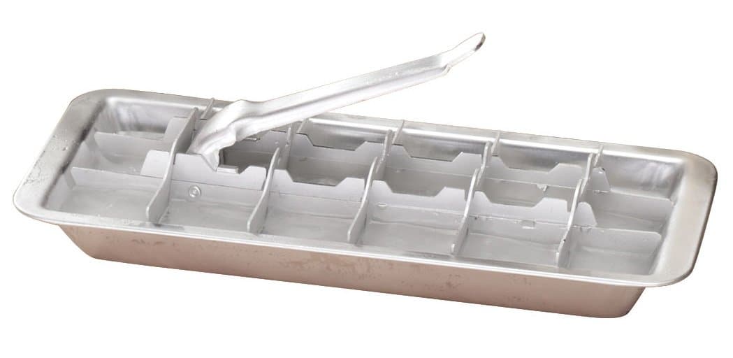 Fox Valley Traders Vintage Kitchen Ice Cube Tray – 18 Slot Ice Cube Maker with Easy Release Handle – Aluminum Metal – 11” L x 4” W x 1 ¾” H