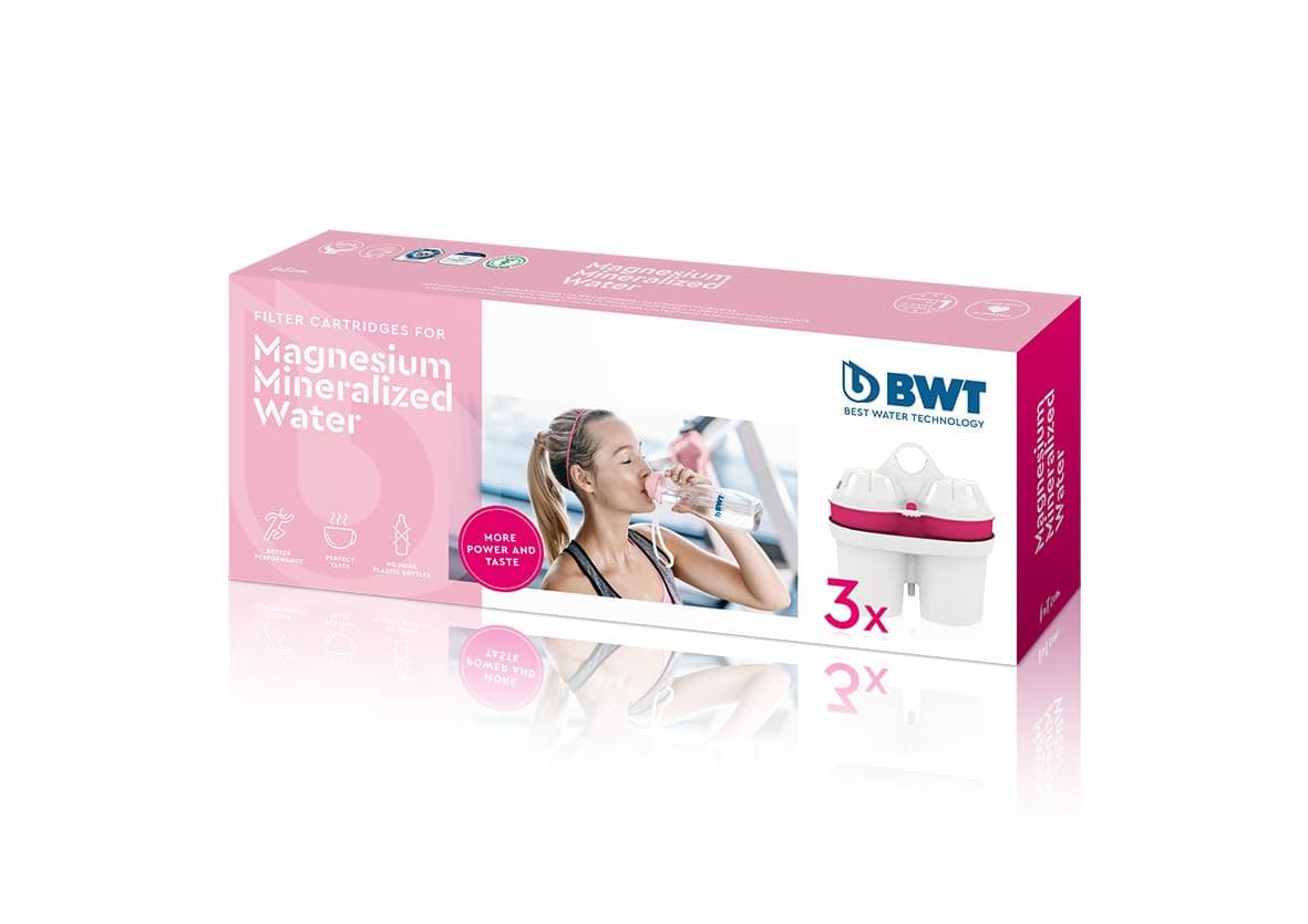 BWT Magnesium Mineralized Water Filter, 3-Pack - Long Life Mg2+ Cartridge for Water Filters, 3x120L Capacity, Maximum Protection for Espresso Machines