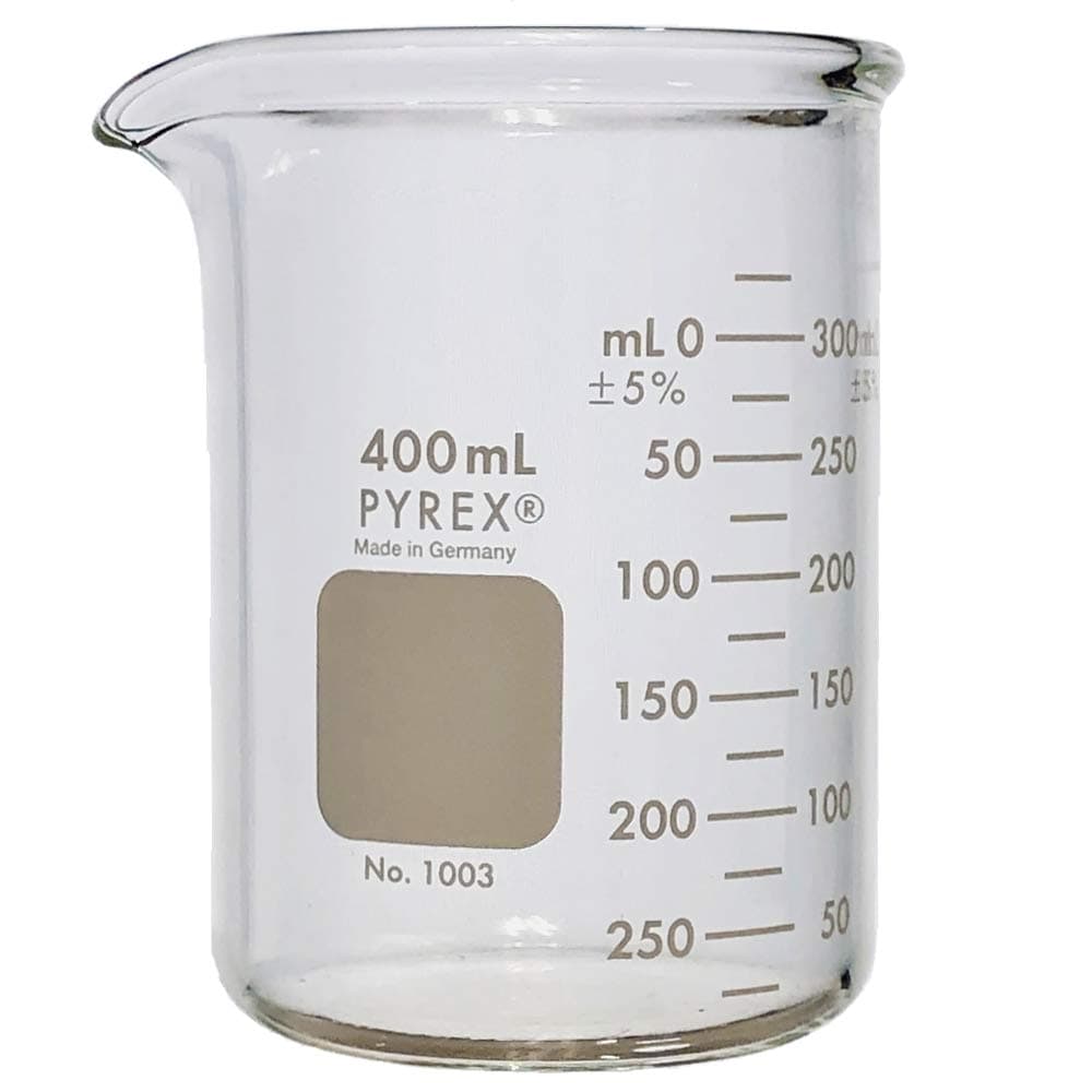 PYREX Heavy Duty Griffin 1003 400mL Beaker Double Scale Graduated; Each