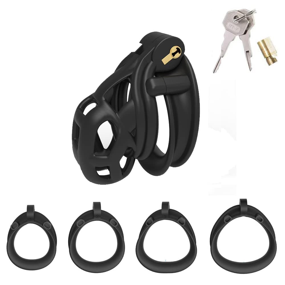 Male Chastity Device, with 4 Sizes Upgraded Ergonomic Comfortable Double Curved Arc Shape Rings for Penis Exercise, Bondage Restraint Kit for Sex Play, Sex Toy for Couples (Nano)