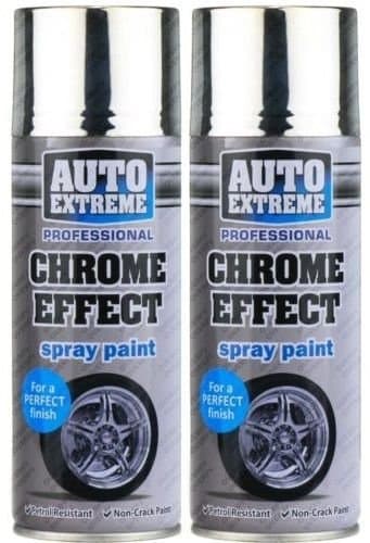Chrome Effect Auto Spray Paint Matt Foil Mirror Metallic DIY Car Van 400ml New (PACK OF 2)