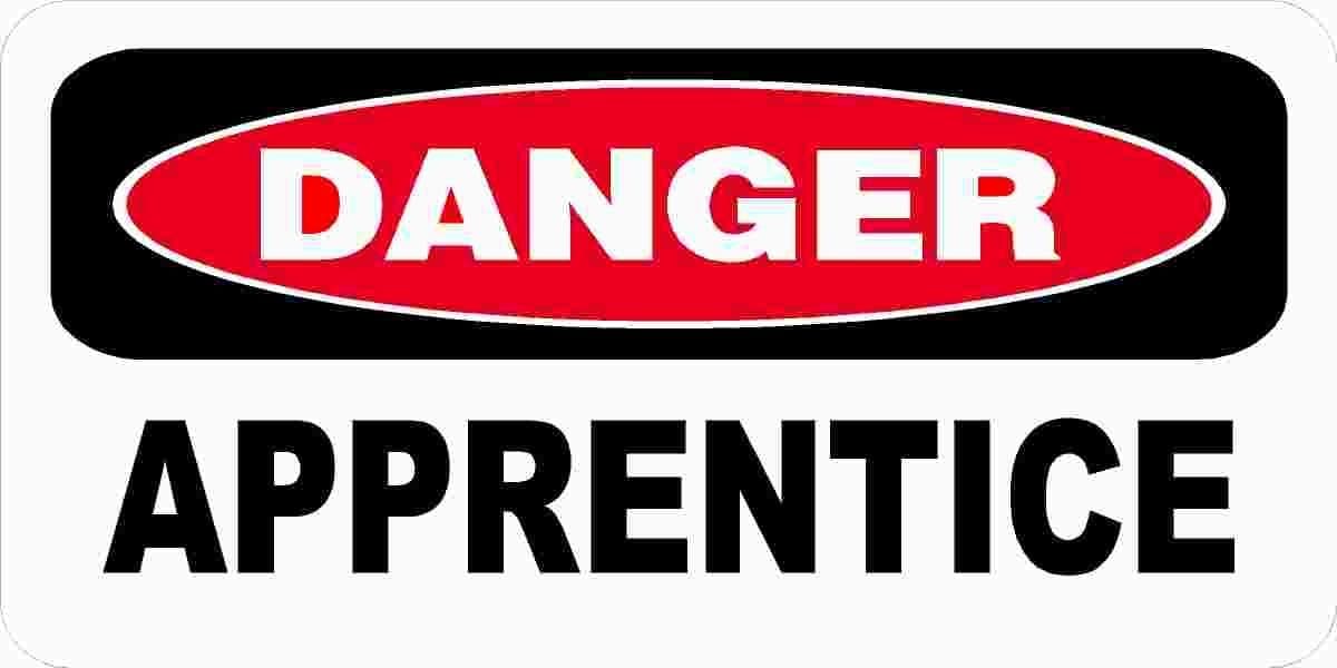 1080 Graphics 3 - Danger Apprentice 1" x 2" Hard Hat Stickers H387