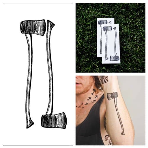 Tattify Hatchet Temporary Tattoo - How To Swing an Axe (Set of 2)