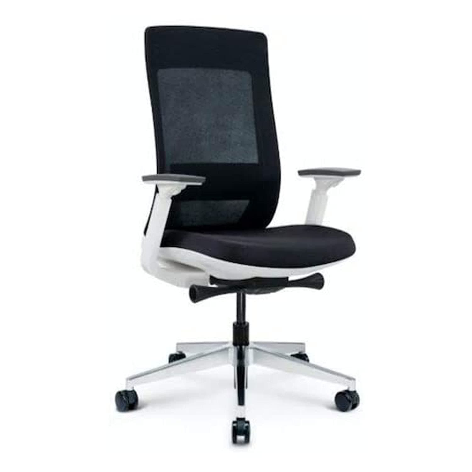 Elevate Black Mesh Back with Black Fabric Seat, Weight Balance, Tilt and Height Adjustment, Office Desk Chair (White Frame)