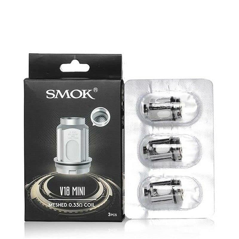 SMOK V18 Mini Meshed Replacement Coils, 0.33 Ohm, Works With G-Priv 4, Fortis, R-Kiss 2, SMOK Vaping Coils, Pack of 3, No Nicotine