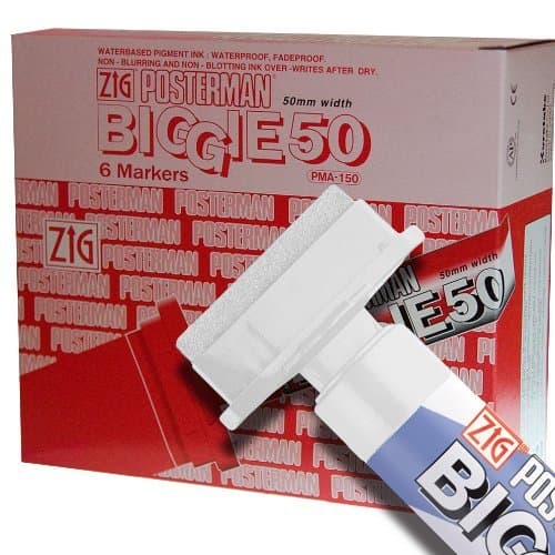 Zig Posterman Waterproof BIGGIE 50mm White Paint Markers - Box of 6