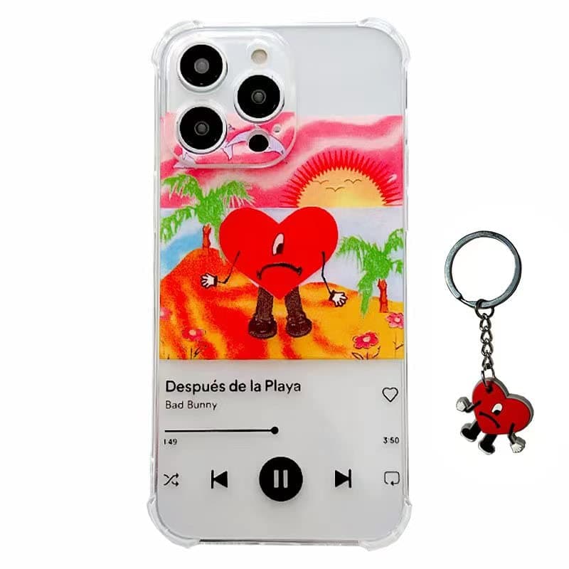 Cool Case Compatible with iPhoneXR with a Cute Key Chain,Bad Rabbit Bunny Street Fashion Protection Cover Phone Case(Song-XR)