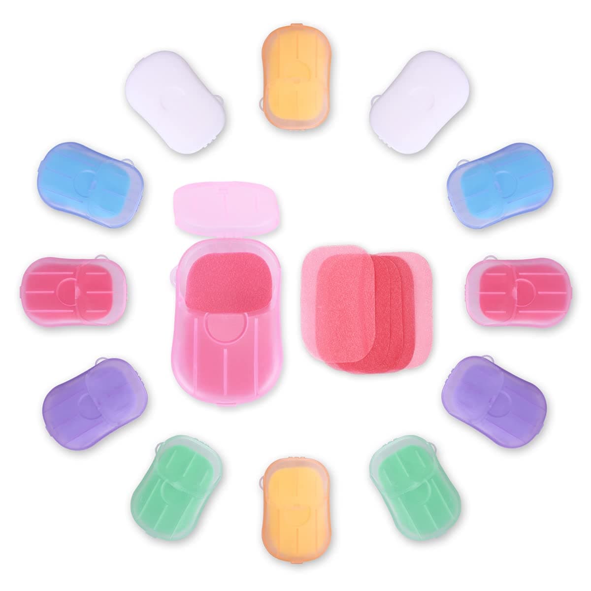12 Boxes (240 Sheets) Mini Hand Soap Sheets Soap Paper Sheets Portable Disposable Travel Scented Bath Slice Sheet Foaming Paper Soap Confetti Slide Flakes for Travel and Outdoor