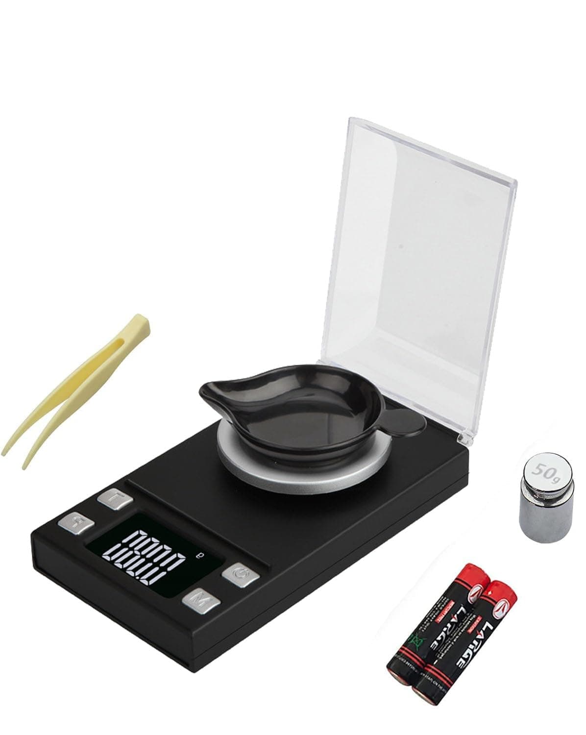 SYOSI Multi-functional Precision Scale, Precision Mini Milligram Scale for Jewelry Gem Lab with Weights LCD Display Scoop (50g/0.001g)