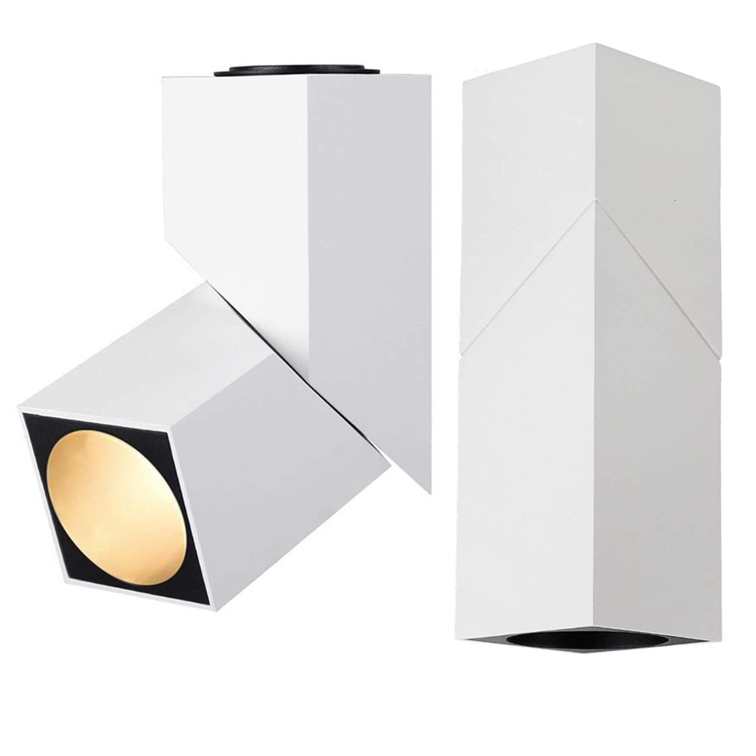 Hobaca 15W Square Surface Mounted 360° Adjustable LED COB Spot Light Downlight Wall Ceiling Light for Living Room- White Warm White 3000k