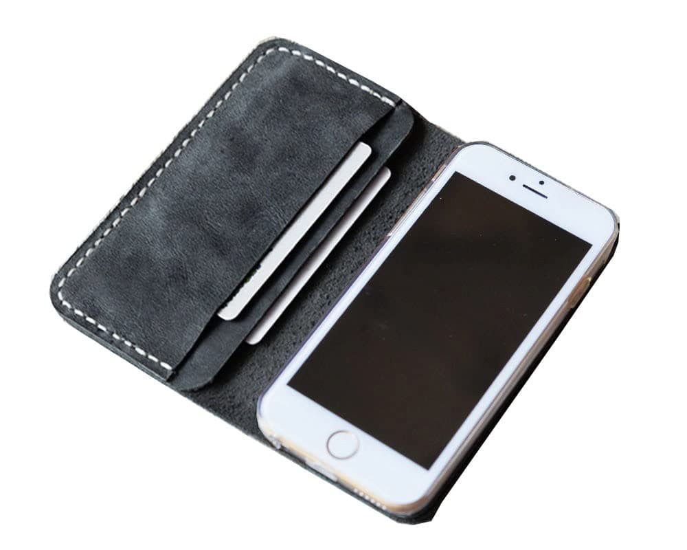 Premium Handmade iPhone 13/13 Pro Max / 13 Mini/SE / 12/11 Wallet Case Genuine Leather - 403 - Rustic Grey